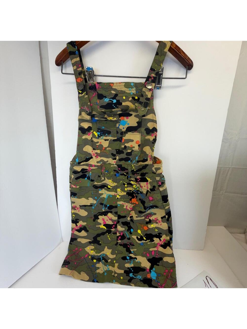 Like an Angel Girls Camo Paint Splatter Overall Dress Size 10/12